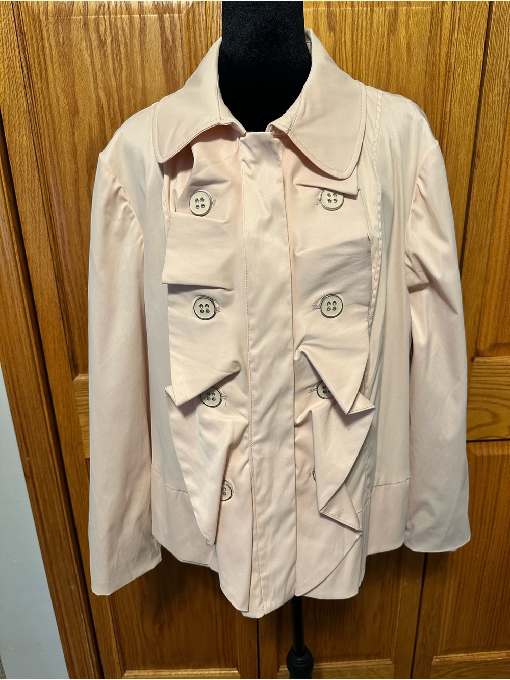 NorthStyle Womens 1X Blush Pink Ruffle Front Jacket NWOT